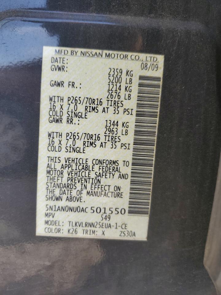 5N1AN0NU0AC501550 2010 Nissan Xterra Off Road