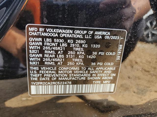 1V2FR2CA2RC522476 Volkswagen Atlas SEL 13