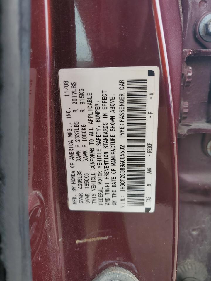 1HGCP26389A065502 2009 Honda Accord Lx