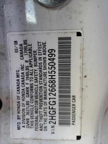 2008 Honda Civic Lx VIN: 2HGFG12668H550499 Lot: 55887954