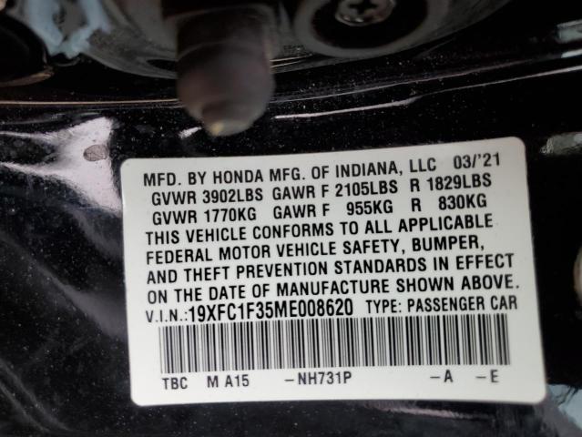 2021 Honda Civic Ex VIN: 19XFC1F35ME008620 Lot: 54021294