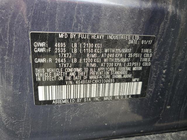 2017 Subaru Outback 2.5I Premium VIN: 4S4BSAFCXH3330695 Lot: 54886854