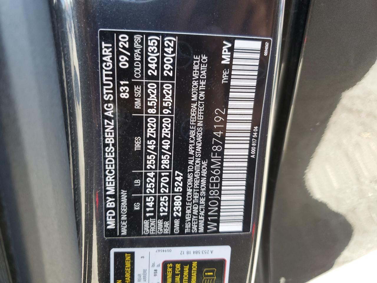 W1N0J8EB6MF874192 2021 Mercedes-Benz Glc Coupe 300 4Matic