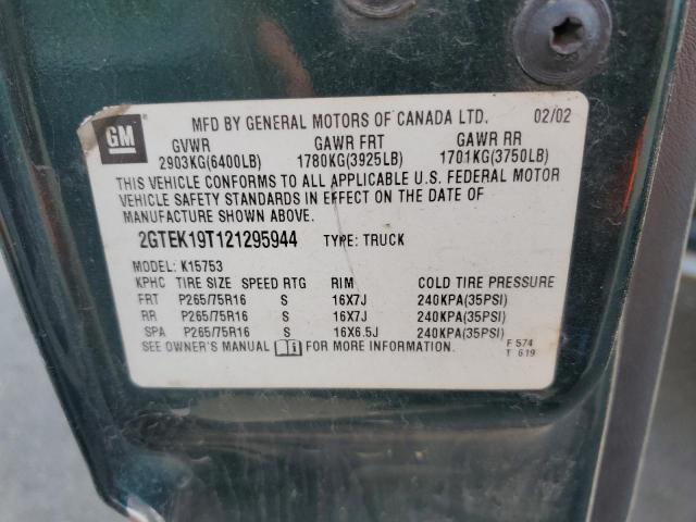 2002 GMC New Sierra K1500 VIN: 2GTEK19T121295944 Lot: 55897874