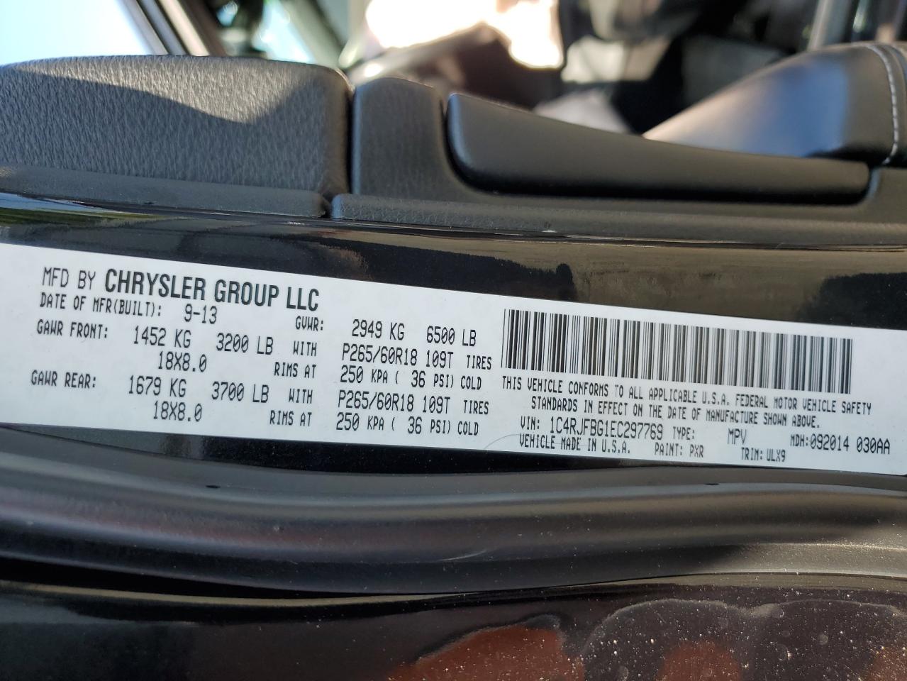 1C4RJFBG1EC297769 2014 Jeep Grand Cherokee Limited