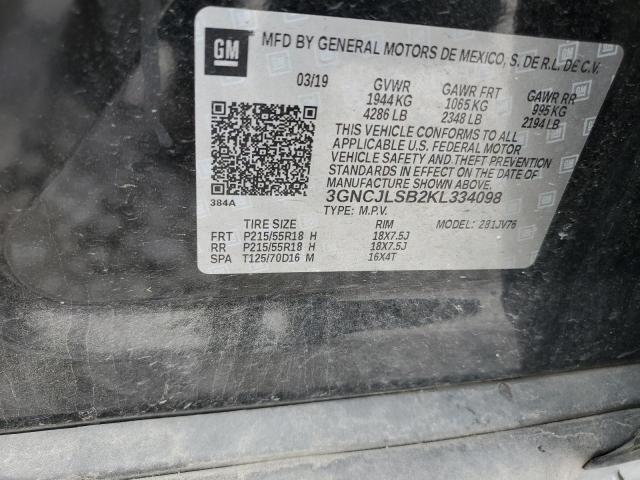 2019 Chevrolet Trax 1Lt VIN: 3GNCJLSB2KL334098 Lot: 57026294