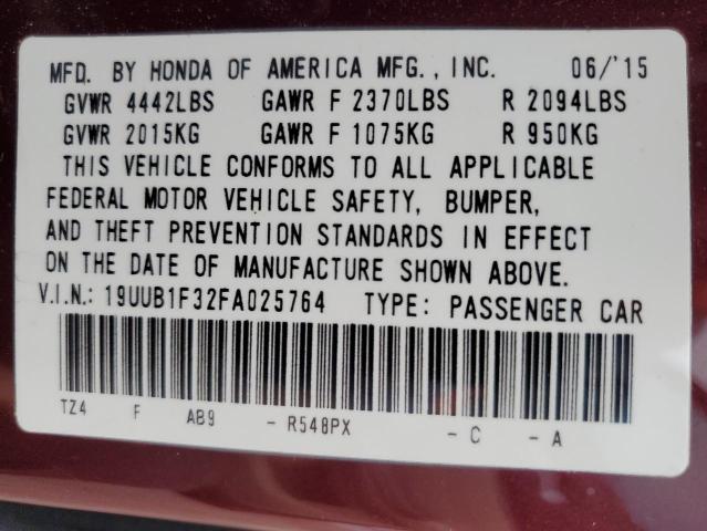 2015 Acura Tlx VIN: 19UUB1F32FA025764 Lot: 55492884