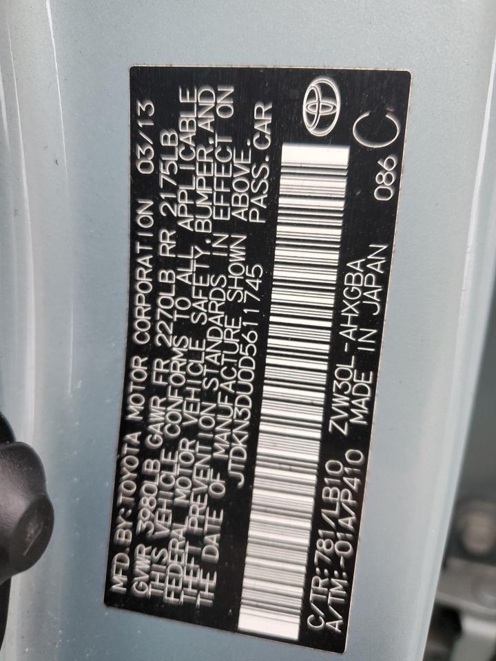 JTDKN3DU0D5611745 2013 Toyota Prius