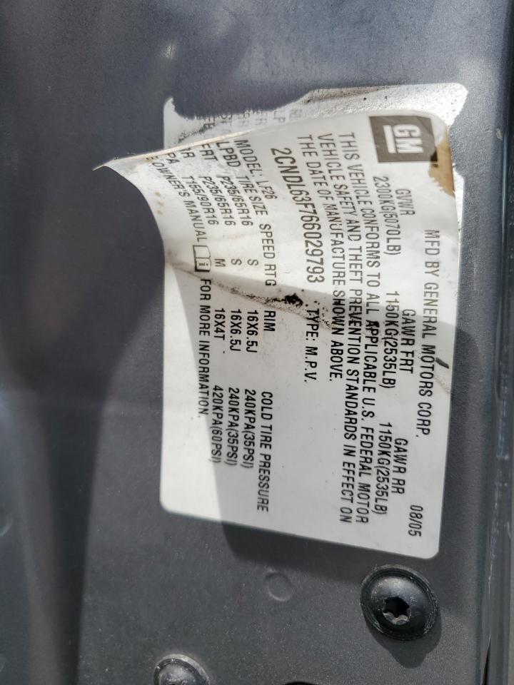 2CNDL63F766029793 2006 Chevrolet Equinox Lt