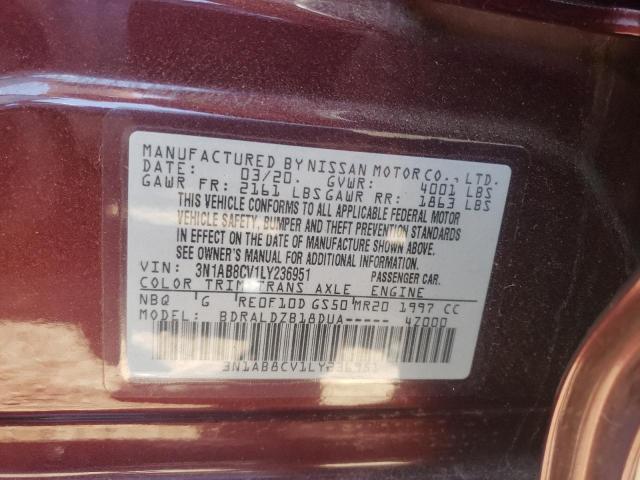 2020 Nissan Sentra Sv VIN: 3N1AB8CV1LY236951 Lot: 55852094