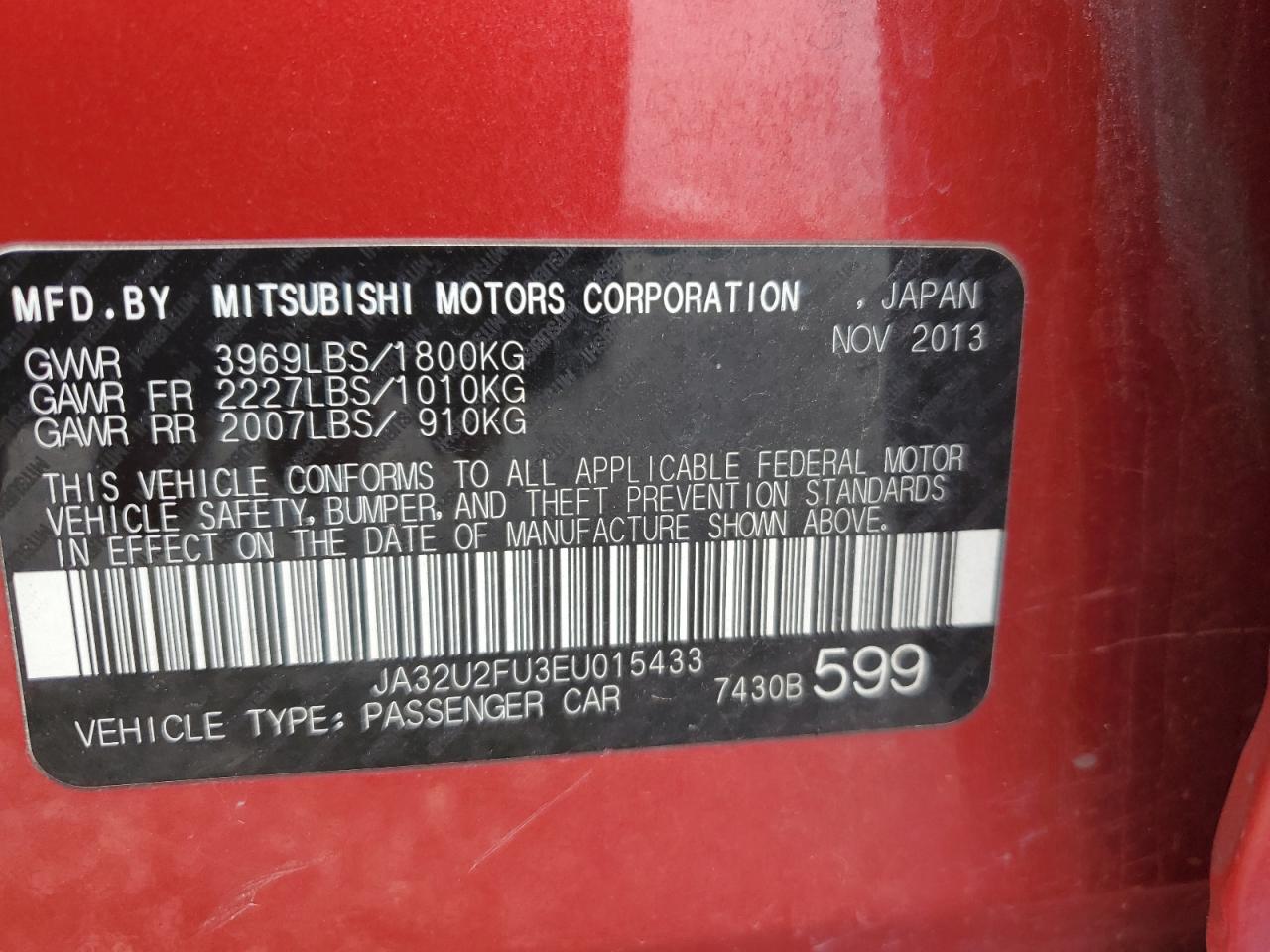 Lot #2538034219 2014 MITSUBISHI LANCER ES/