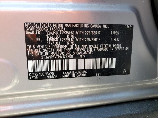 2021 Toyota Rav4 Xle VIN: 2T3W1RFV0MW176708 Lot: 56289014