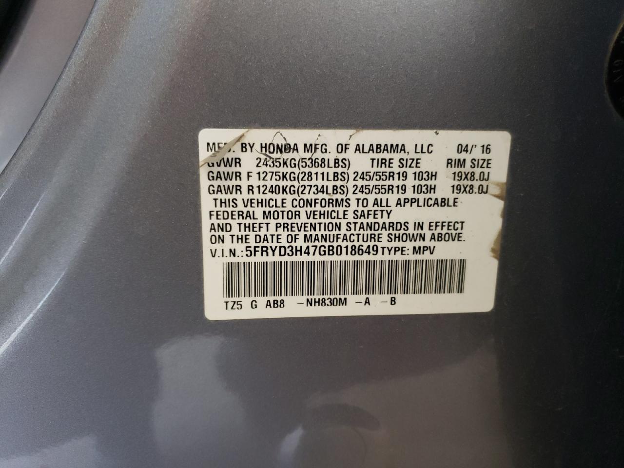 5FRYD3H47GB018649 2016 Acura Mdx Technology