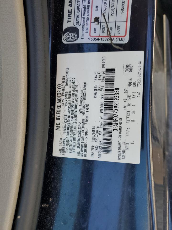 3FAHP07ZX9R193358 2009 Ford Fusion Se