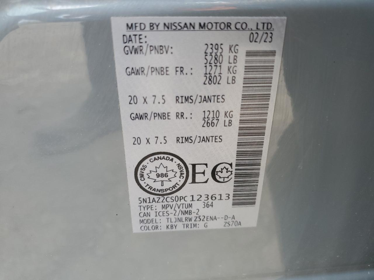 5N1AZ2CS0PC123613 2023 Nissan Murano Sl