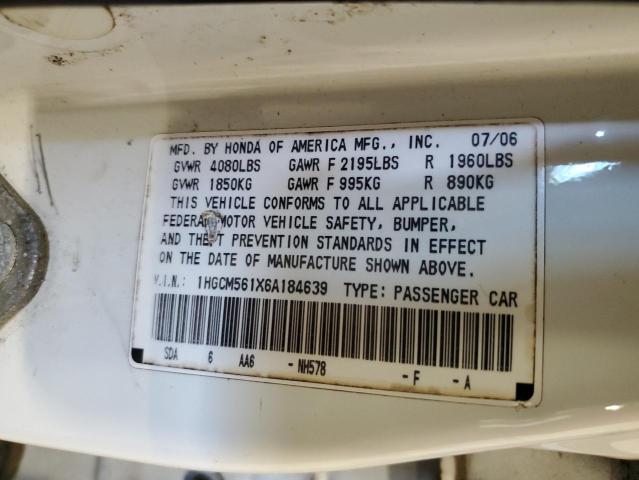 2006 Honda Accord Value VIN: 1HGCM561X6A184639 Lot: 57101944