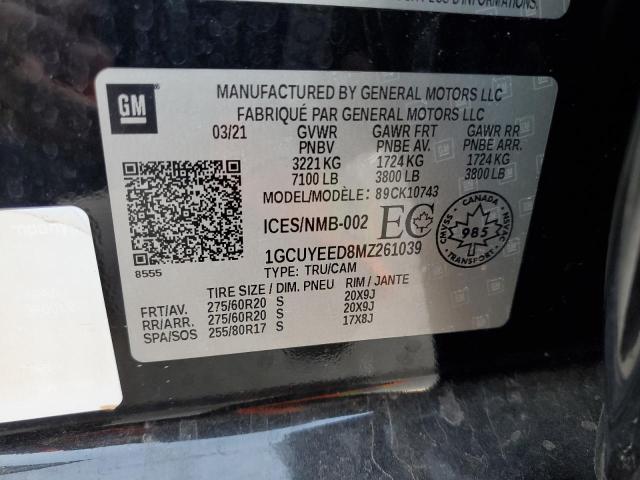 2021 Chevrolet Silverado K1500 Rst VIN: 1GCUYEED8MZ261039 Lot: 56646044