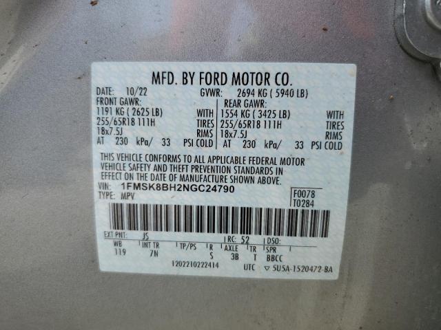 2022 Ford Explorer VIN: 1FMSK8BH2NGC24790 Lot: 55627954