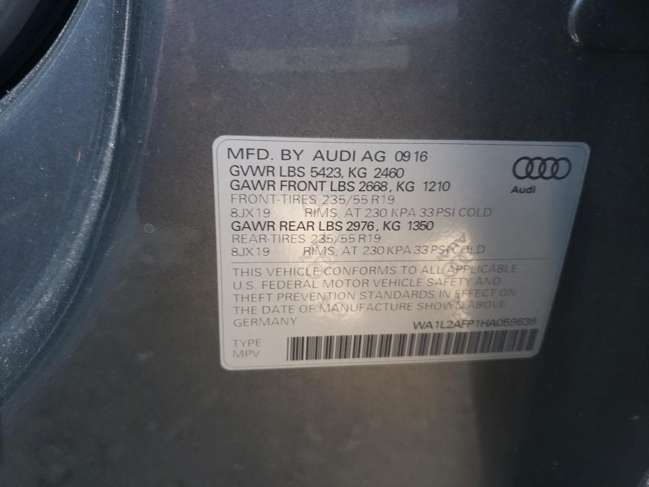 WA1L2AFP1HA059639 2017 Audi Q5 Premium Plus