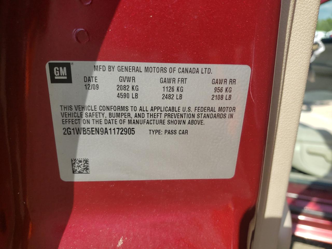 2G1WB5EN9A1172905 2010 Chevrolet Impala Lt