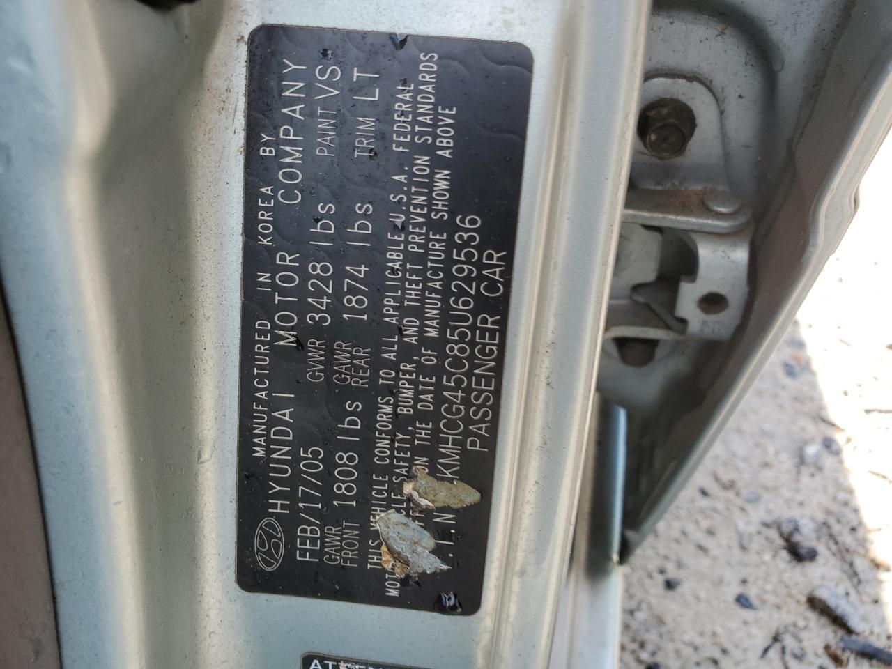 KMHCG45C85U629536 2005 Hyundai Accent Gl