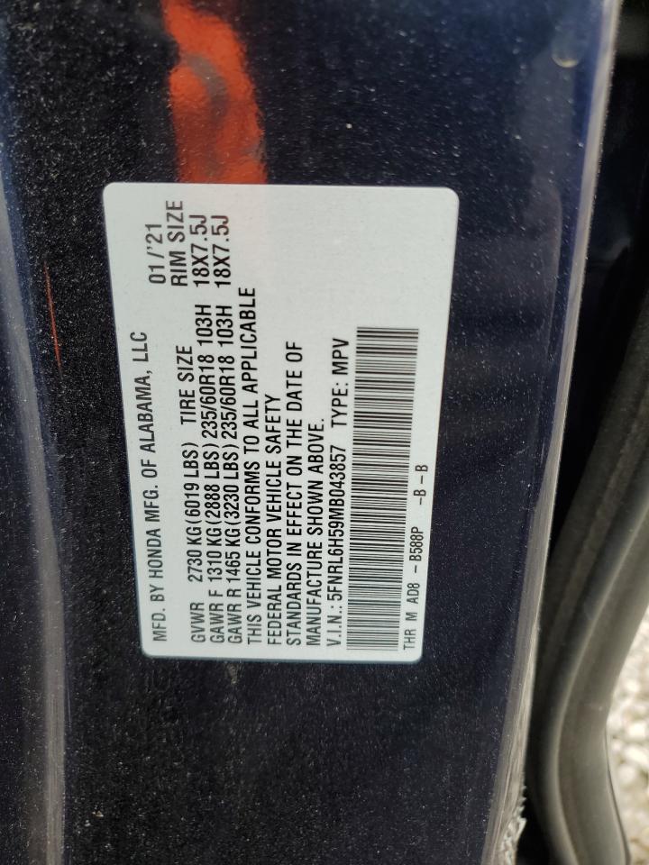 5FNRL6H59MB043857 2021 Honda Odyssey Ex