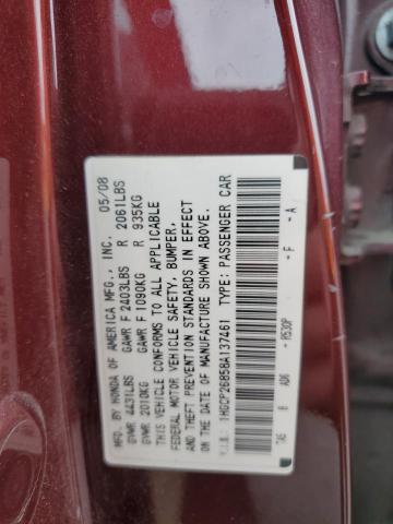 2008 Honda Accord Exl VIN: 1HGCP26858A137461 Lot: 54255834