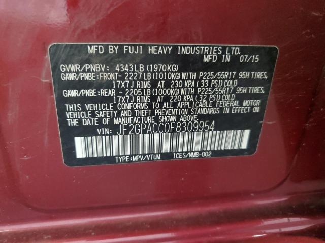 2015 Subaru Xv Crosstrek 2.0 Premium VIN: JF2GPACC0F8309954 Lot: 55162834