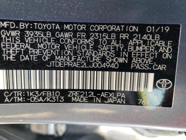 2020 Toyota Corolla Le VIN: JTDEPRAE2LJ004940 Lot: 55357404