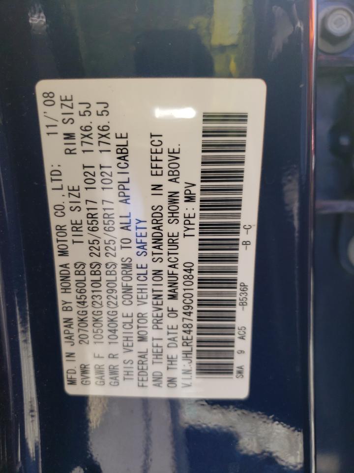 JHLRE48749C010840 2009 Honda Cr-V Exl