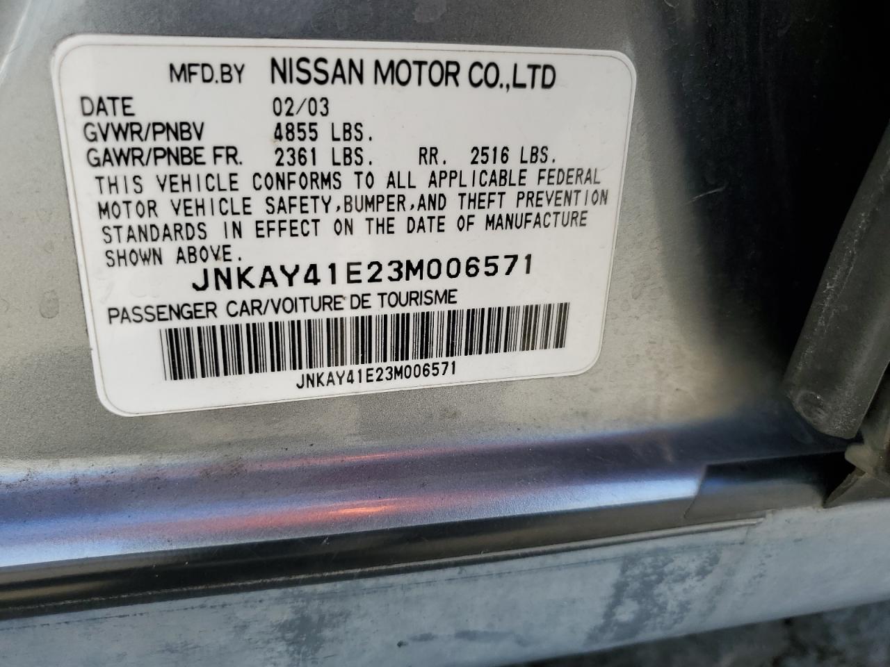 JNKAY41E23M006571 2003 Infiniti M45