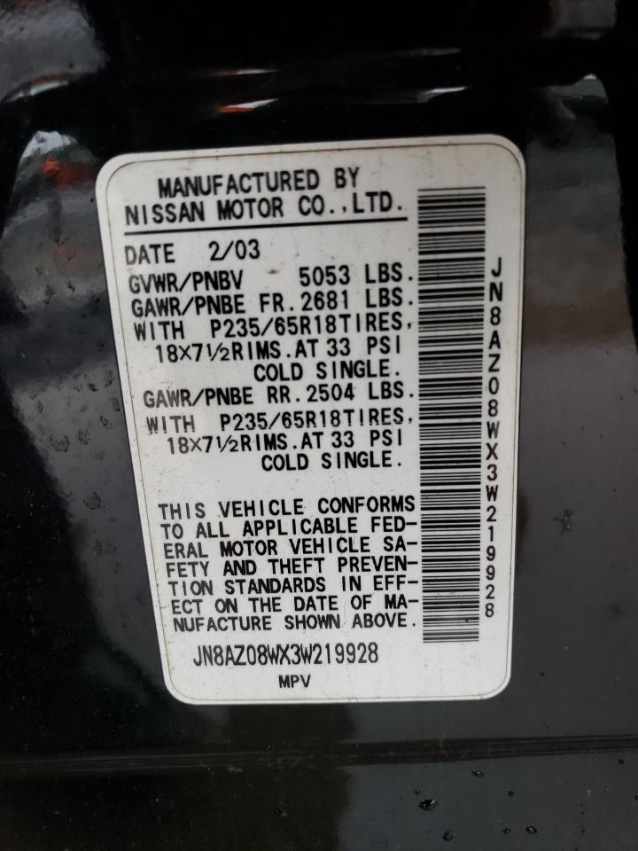 JN8AZ08WX3W219928 2003 Nissan Murano Sl