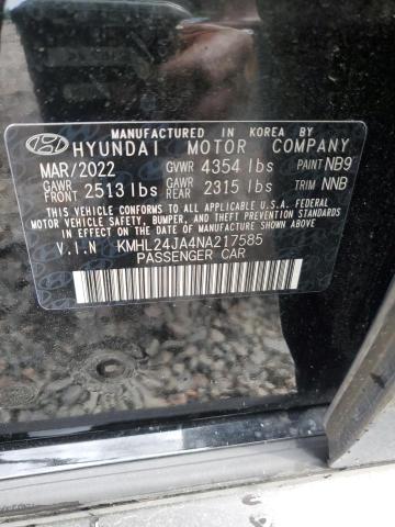 2022 Hyundai Sonata Se VIN: KMHL24JA4NA217585 Lot: 53927754