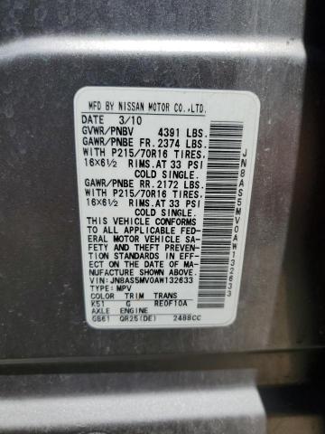 2010 Nissan Rogue S VIN: JN8AS5MV0AW132633 Lot: 55065604