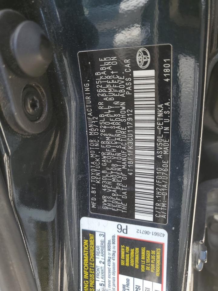 4T1BF1FK3CU117912 2012 Toyota Camry Base