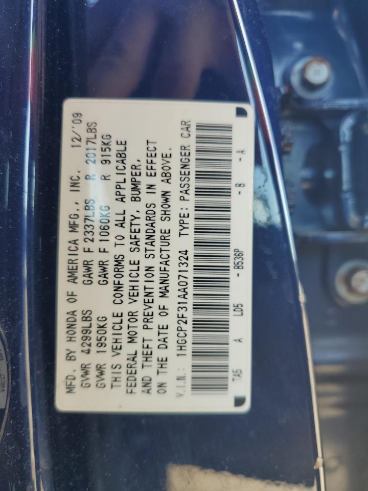 1HGCP2F31AA071324 2010 Honda Accord Lx