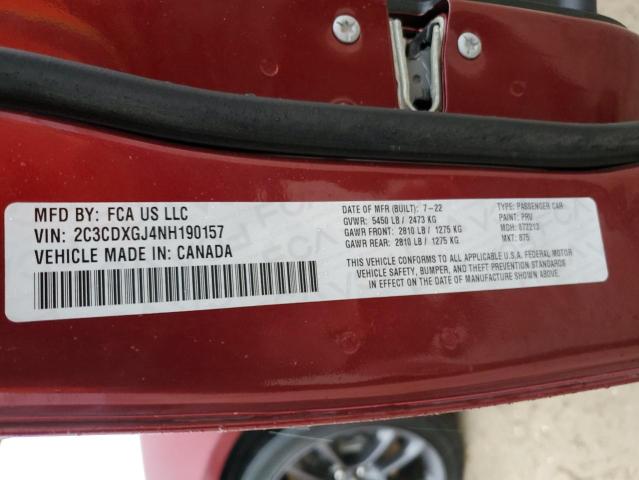 2022 Dodge Charger Scat Pack VIN: 2C3CDXGJ4NH190157 Lot: 54836044