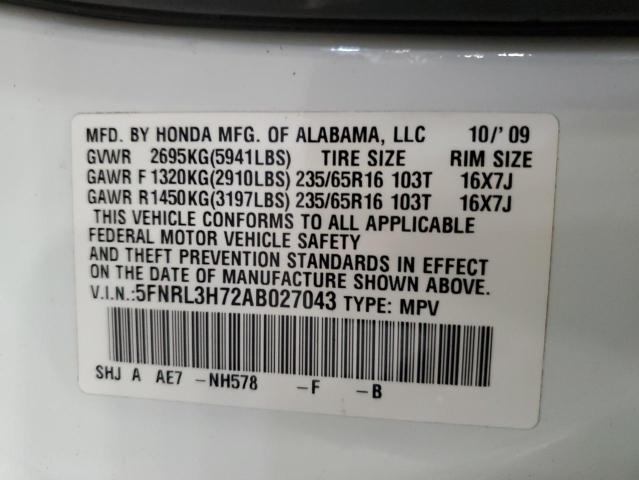 2010 Honda Odyssey Exl VIN: 5FNRL3H72AB027043 Lot: 56631244