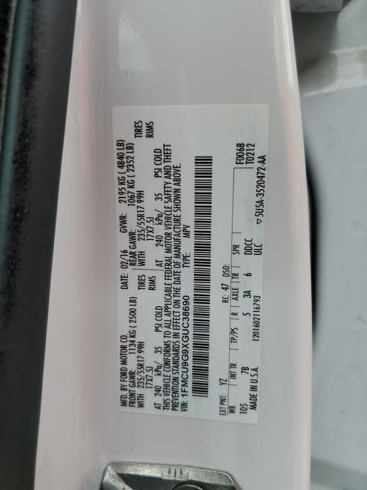 1FMCU9G9XGUC38690 2016 Ford Escape Se