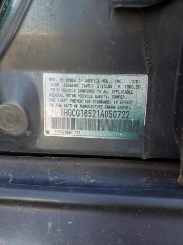 2001 Honda Accord Ex VIN: 1HGCG16521A050722 Lot: 56954254