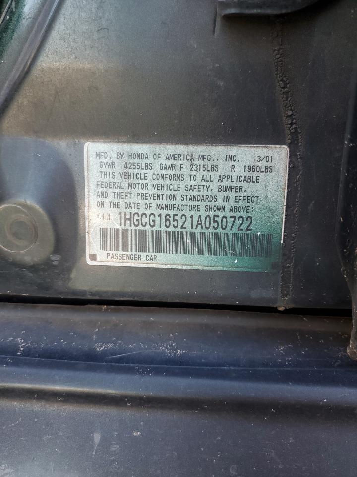1HGCG16521A050722 2001 Honda Accord Ex