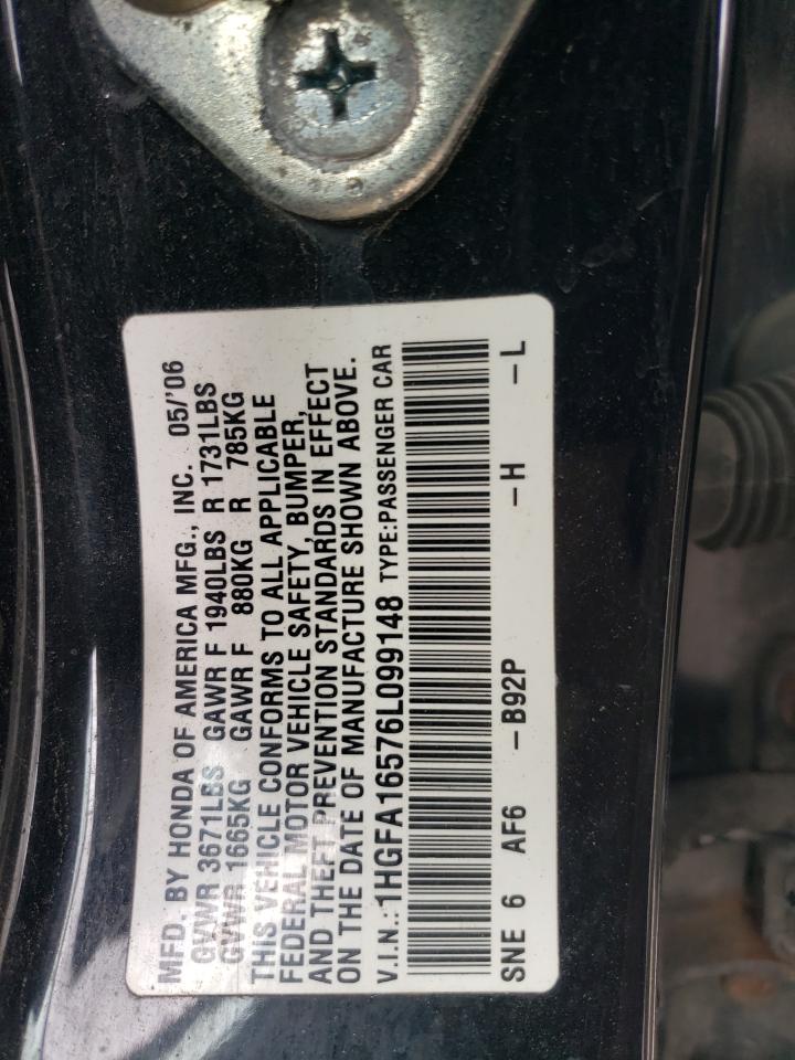 1HGFA16576L099148 2006 Honda Civic Lx