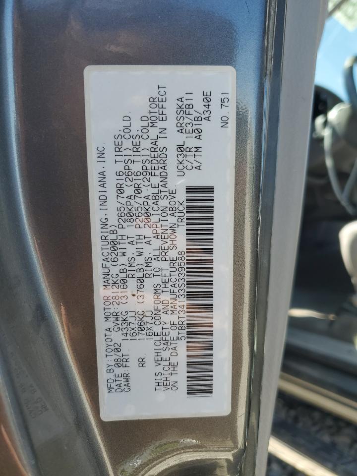 5TBRT34133S339588 2003 Toyota Tundra Access Cab Sr5