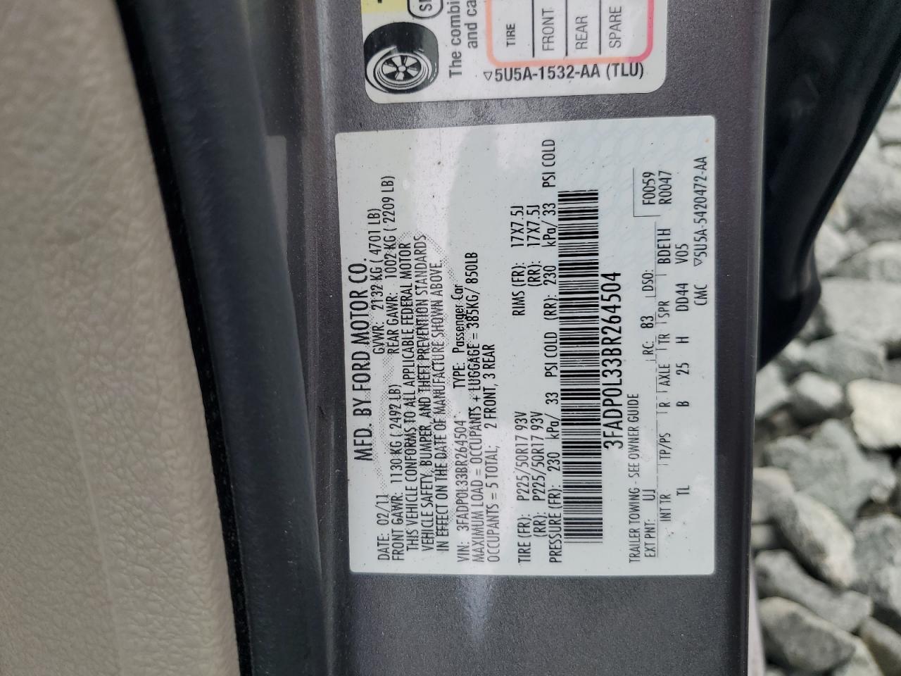 3FADP0L33BR264504 2011 Ford Fusion Hybrid