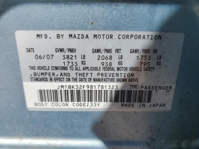 2008 Mazda 3 I VIN: JM1BK32F981781323 Lot: 56609394