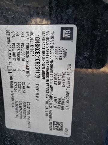 2012 Chevrolet Tahoe K1500 Ltz VIN: 1GNSKCE01CR251100 Lot: 55638194