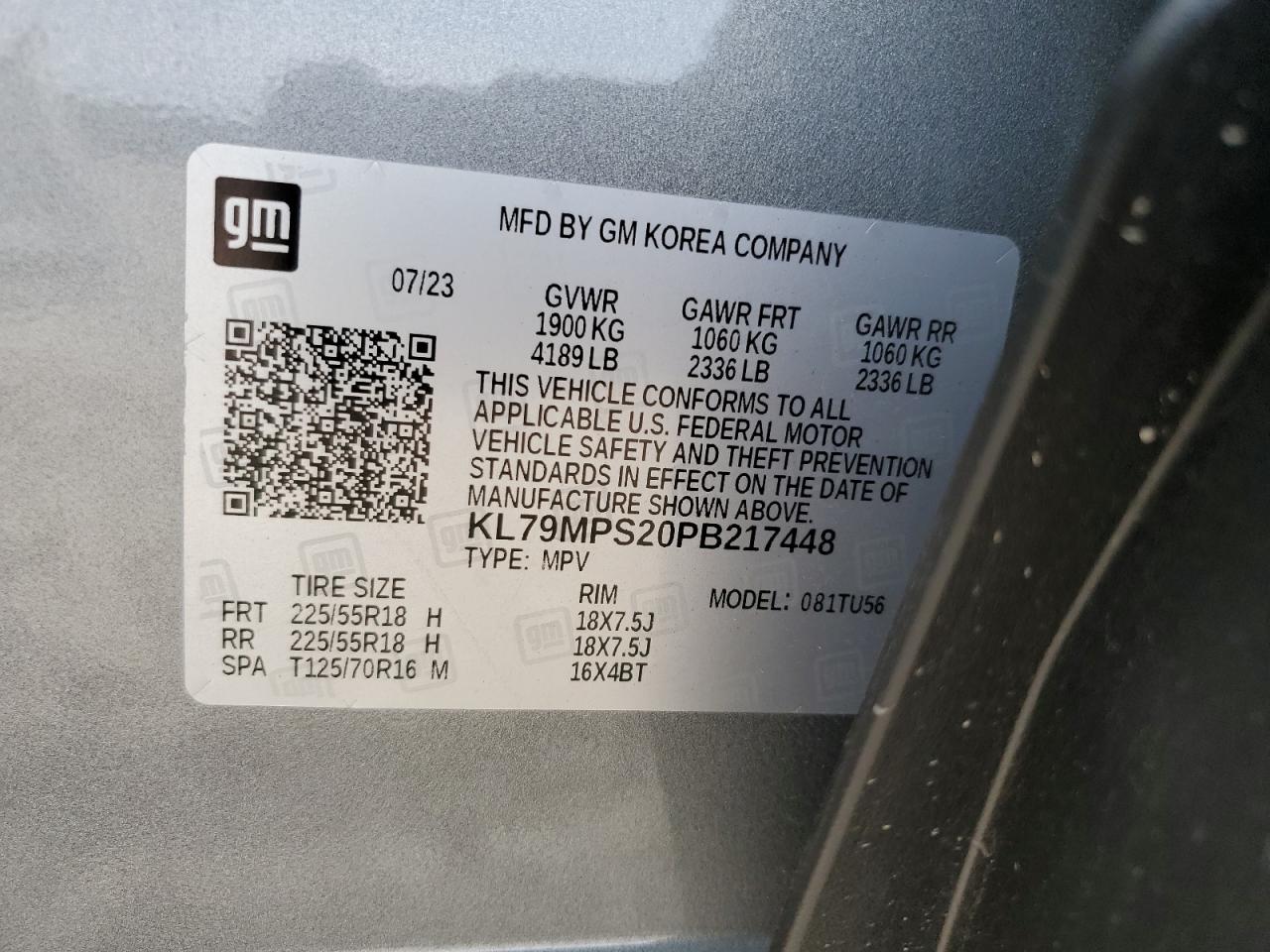 KL79MPS20PB217448 2023 Chevrolet Trailblazer Lt