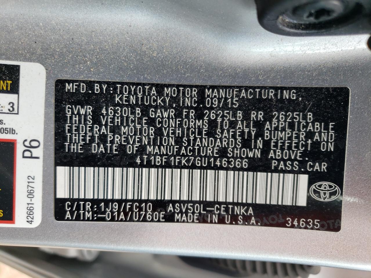 4T1BF1FK7GU146366 2016 Toyota Camry Le