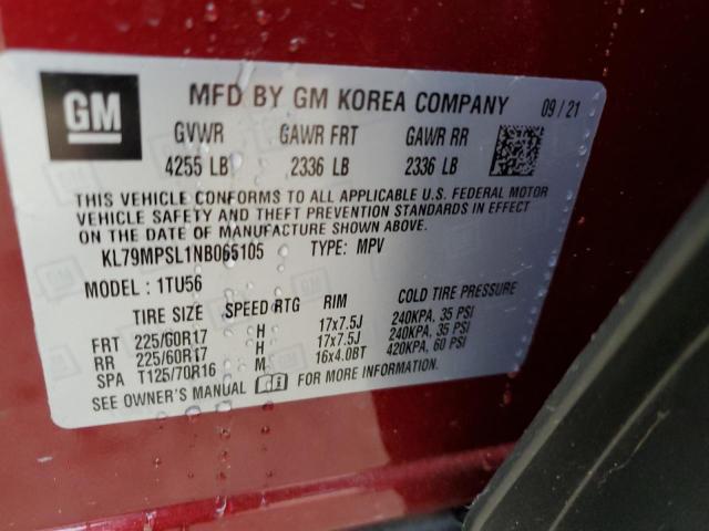 2022 Chevrolet Trailblazer Lt VIN: KL79MPSL1NB065105 Lot: 55085964