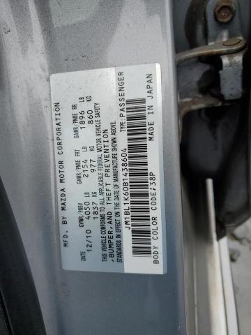 2011 Mazda 3 S VIN: JM1BL1K60B1438604 Lot: 55012124